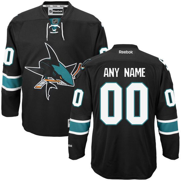 Reebok San Jose Sharks Men Premier Alternate Custom NHL Jersey - Black->customized nhl jersey->Custom Jersey